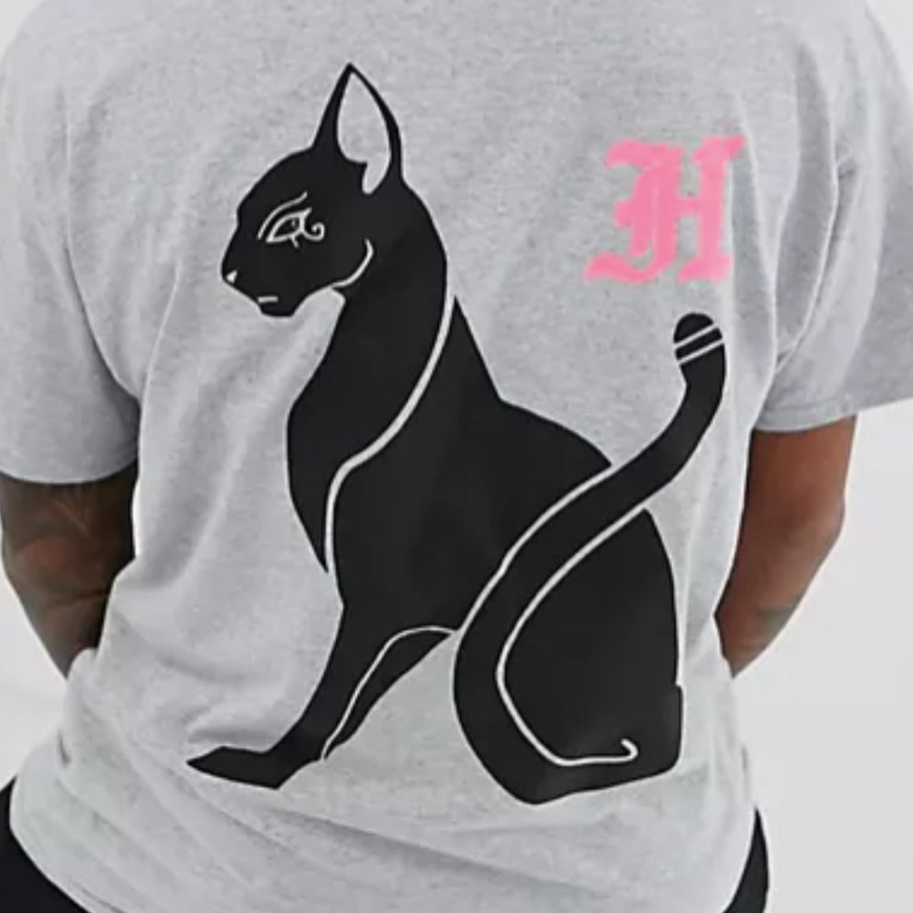 ASOS HNR LDN Black Cat Oversized T-shirt